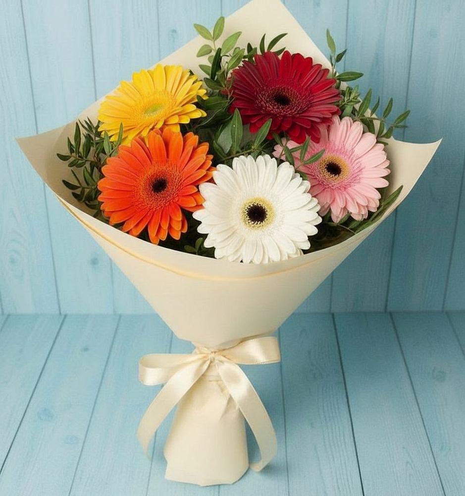 Букет цветов из: Герберы в Сусанино Ленинградская область
