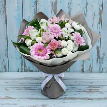 Букет цветов из:  Герберы, Альстромерии и Хризантемы в Сусанино Ленинградская область