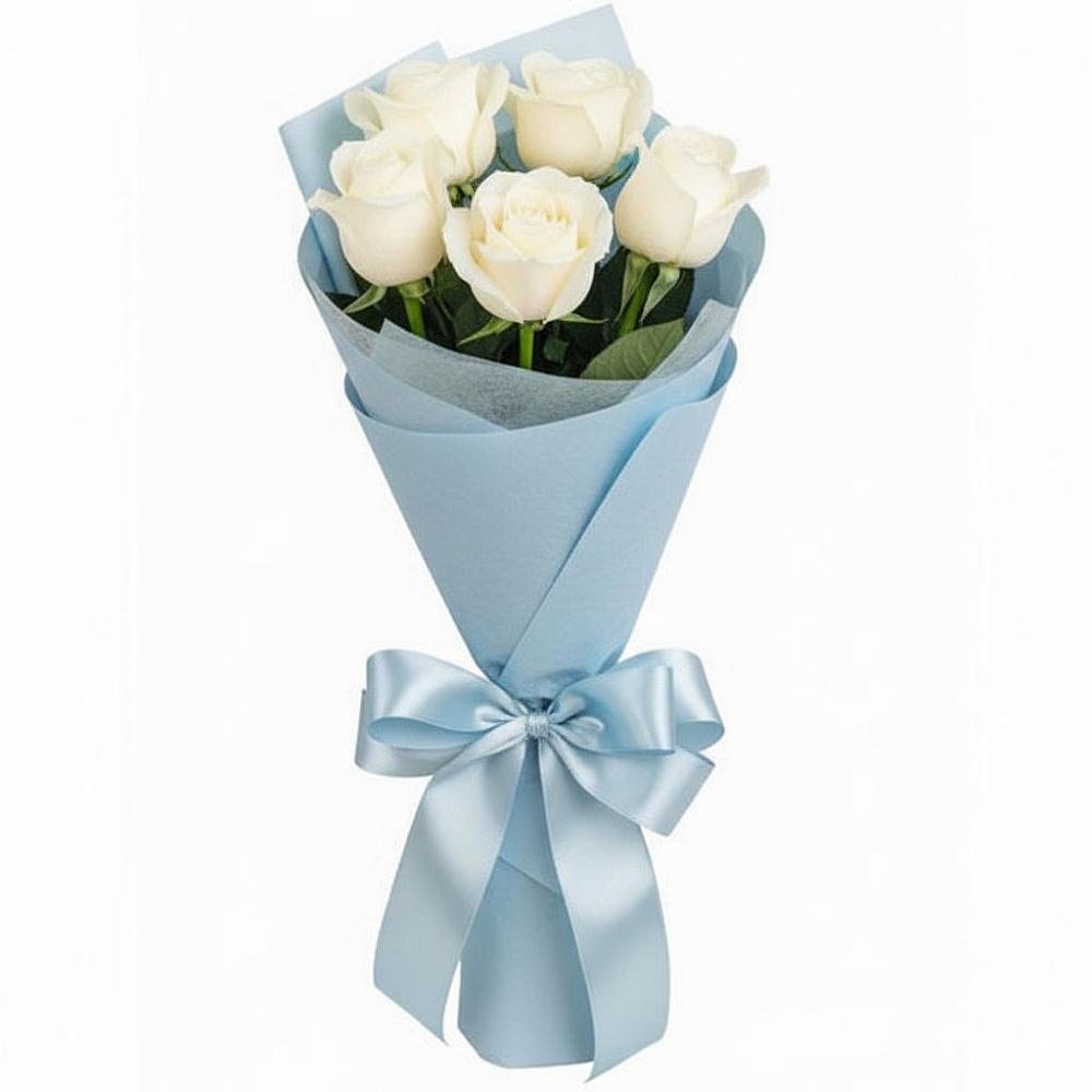Букет 5 Белых роз Проуд в Сусанино Ленинградская область