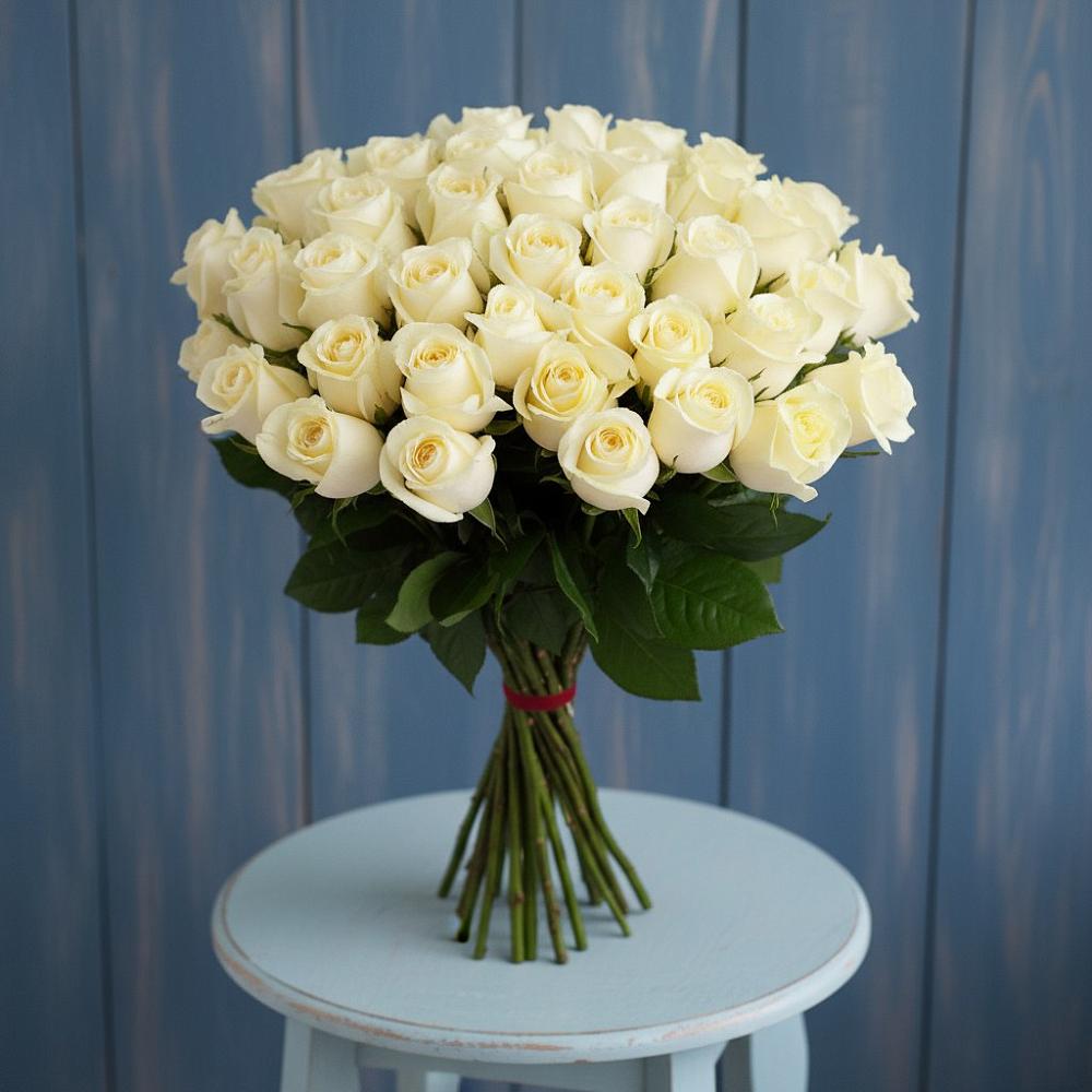 Букет 51 Белая роза Эдлесс Лав в Сусанино Ленинградская область