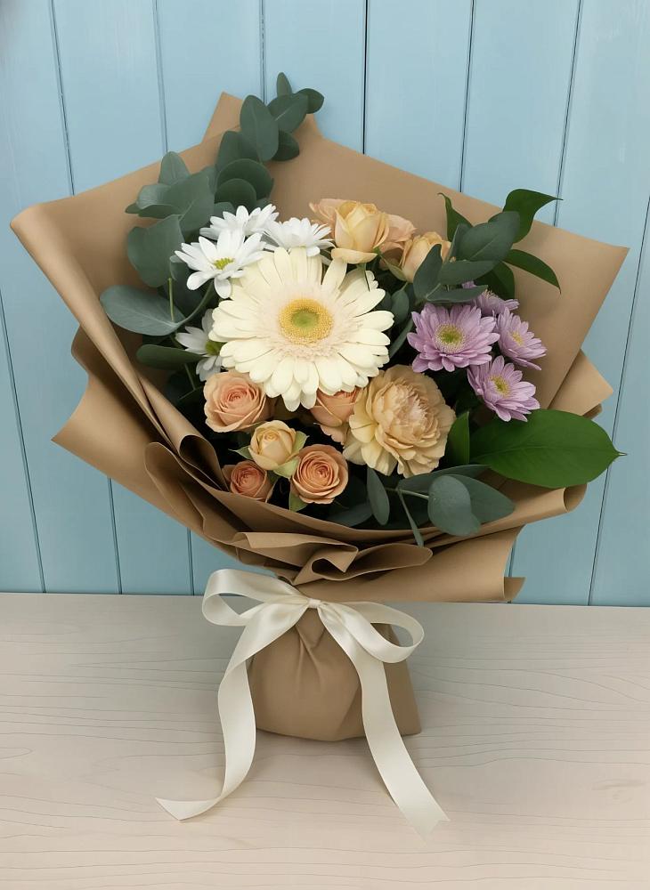 Букет цветов из: Герберы и Хризантемы в Сусанино Ленинградская область