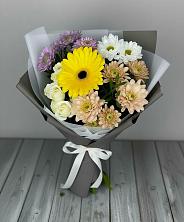 Букет цветов из:  Розы, Герберы и Хризантемы в Сусанино Ленинградская область