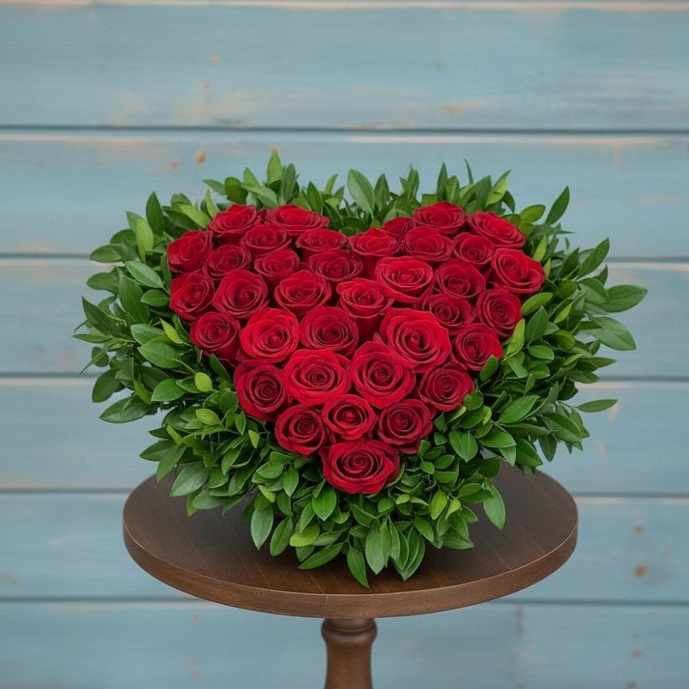 Цветочная композиция из Розы в виде сердца в Сусанино Ленинградская область