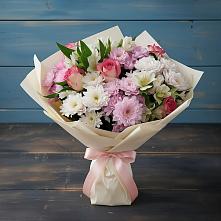 Букет цветов из:  Хризантемы, Альстромерии и Розы #REPLACE_PRED# Сусанино Ленинградская область