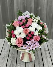 Букет цветов из:  Альстромерии, Гвоздики, Розы и Хризантемы #REPLACE_PRED# Сусанино Ленинградская область