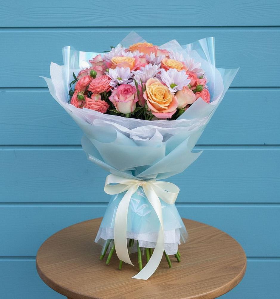 Букет цветов из: Хризантемы и Розы в Сусанино Ленинградская область