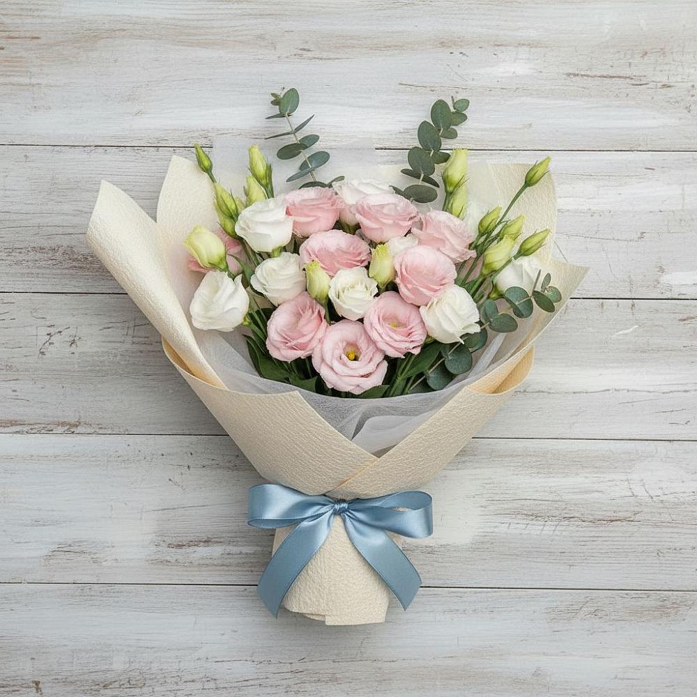 Букет цветов из: Лизиантусы в Сусанино Ленинградская область